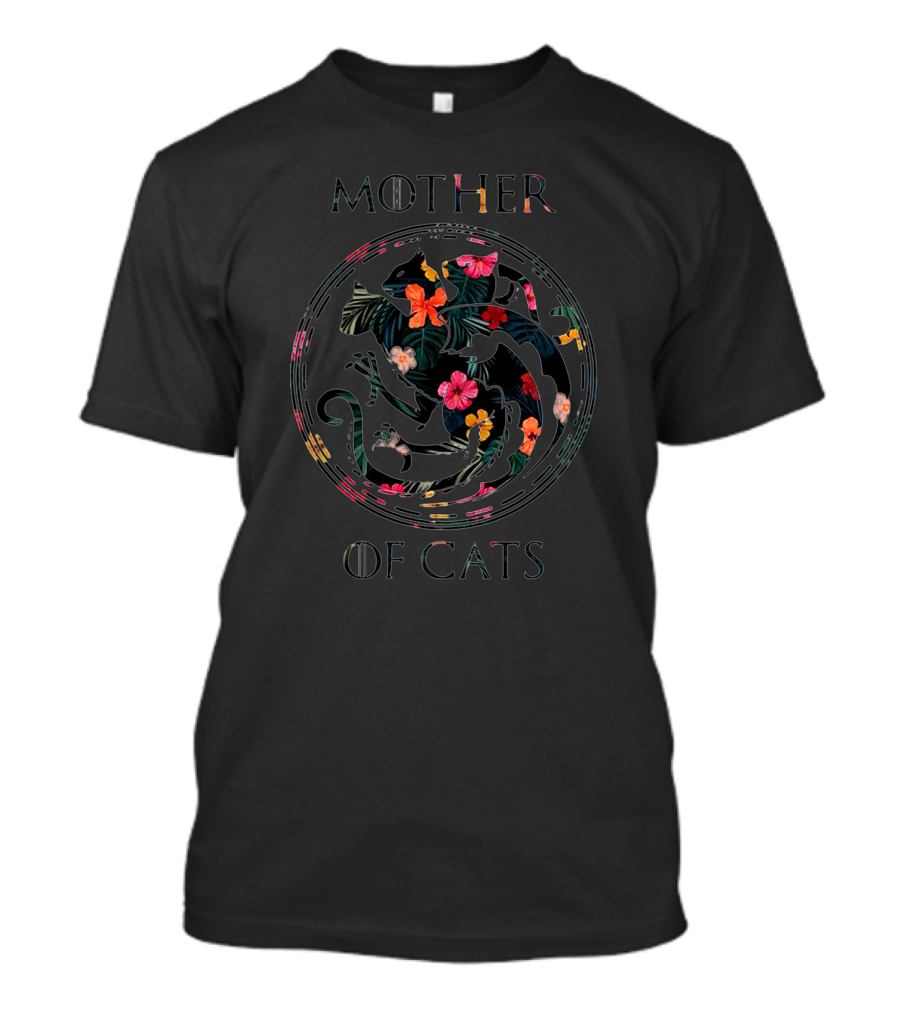 Funny Floral Dragon Cat Mother Of Cats T-Shirt