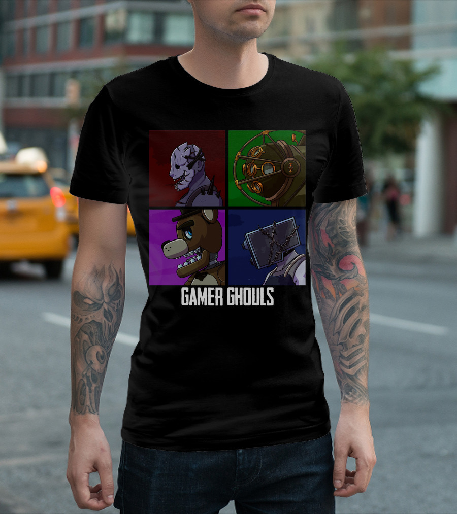 Gamer Ghouls Horror Game Icons Quartet T-Shirt