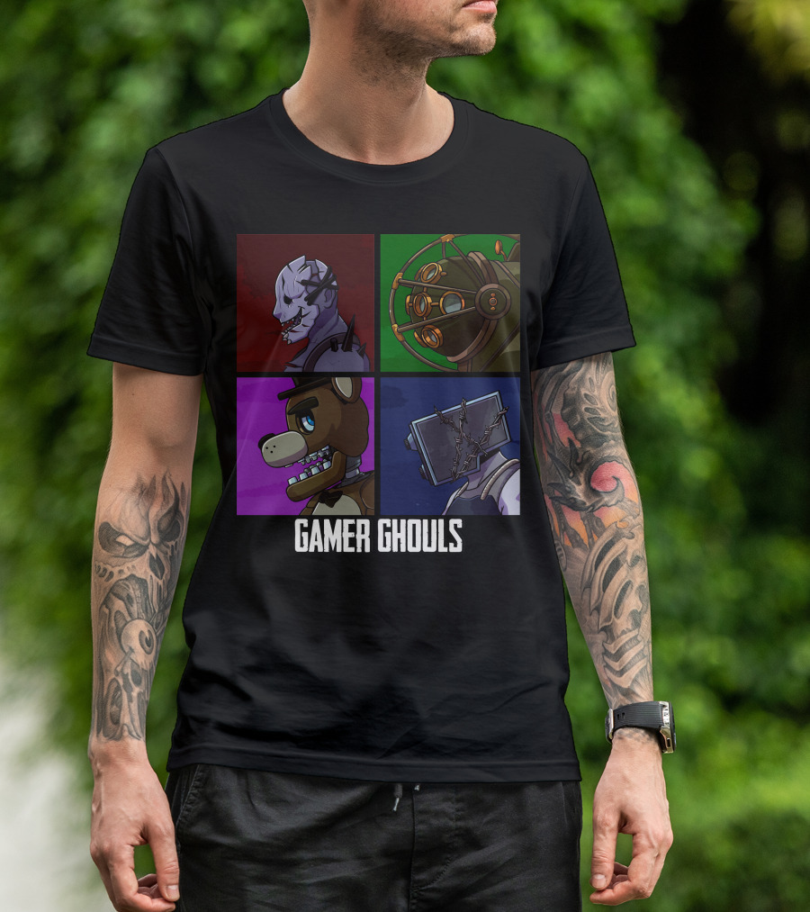 Gamer Ghouls Horror Game Icons Quartet T-Shirt