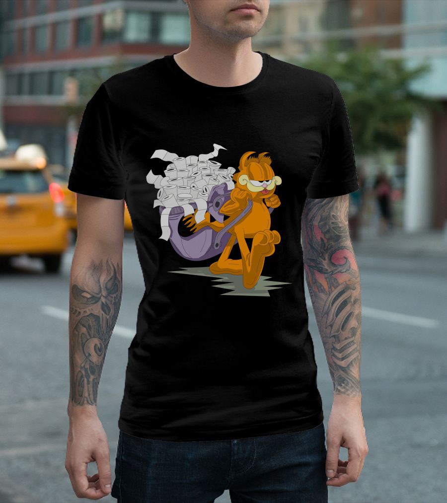 Garfield Laden with Toilet Paper Roll Riches T-Shirt