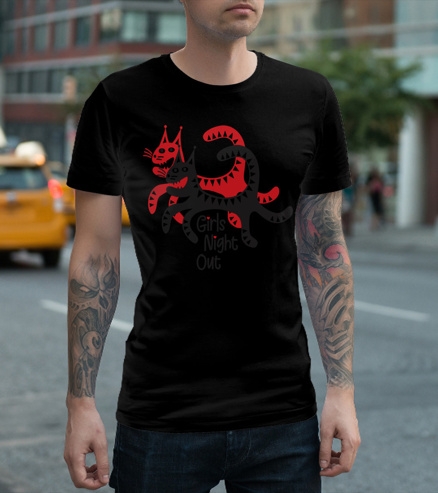 Girls Night Out Party Red Cat T-Shirt