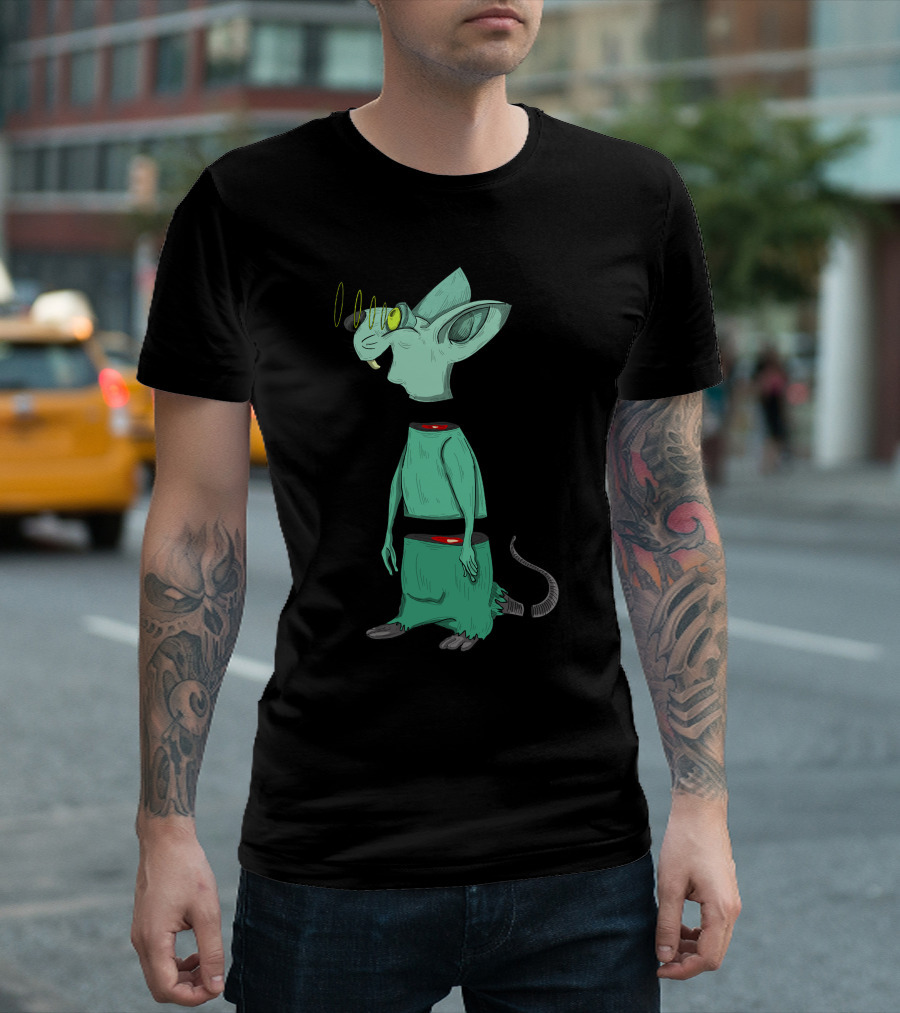 Green Mouse Science Fiction Alien Character T-Shirt