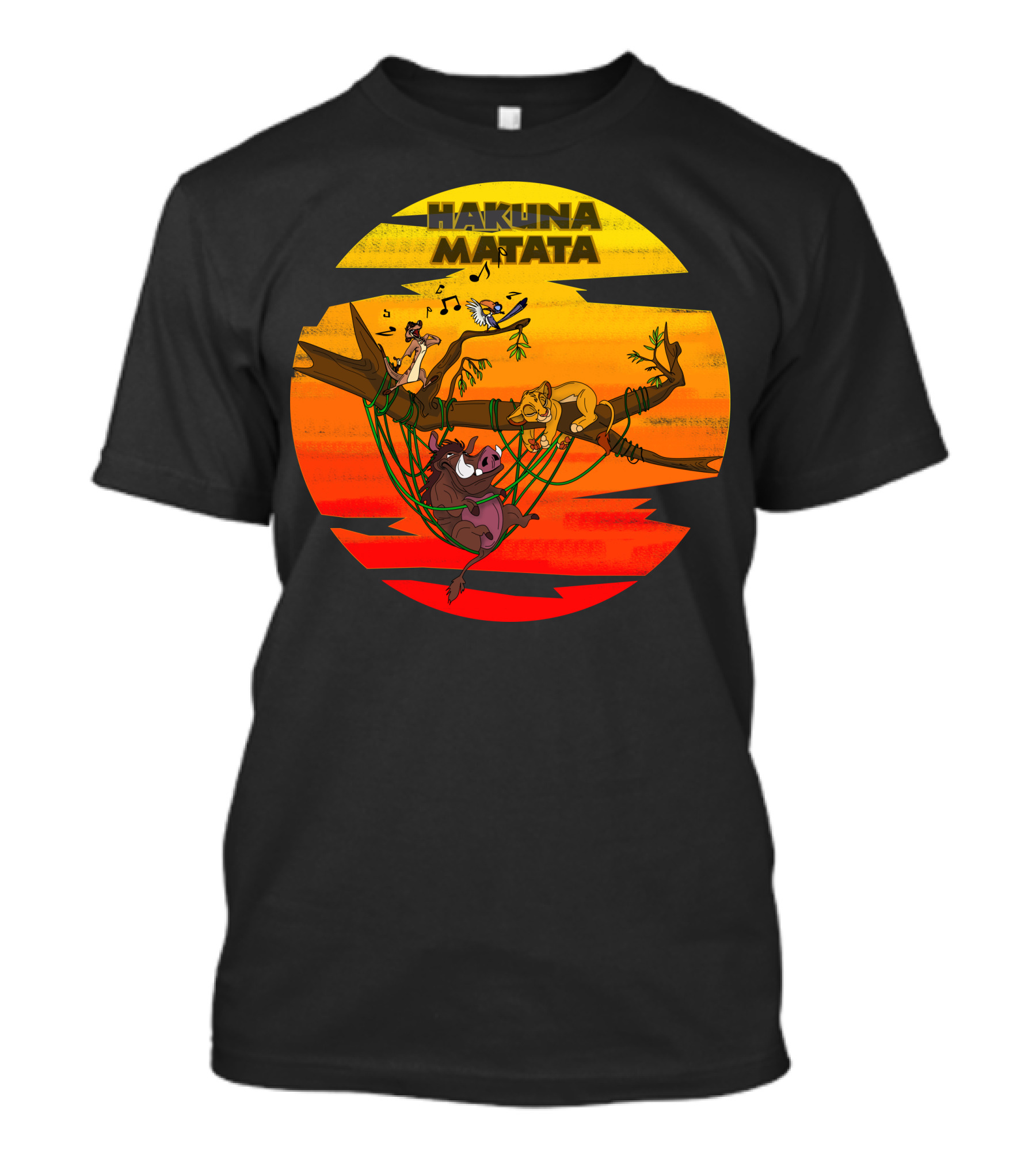 Hakuna Matata Sunset Adventure With Timon Pumbaa Simba Zazu T-Shirt