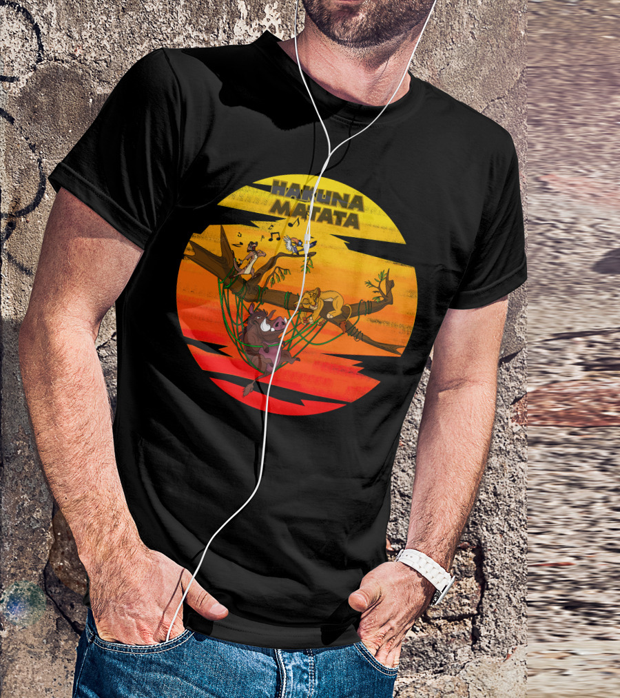 Hakuna Matata Sunset Adventure With Timon Pumbaa Simba Zazu T-Shirt