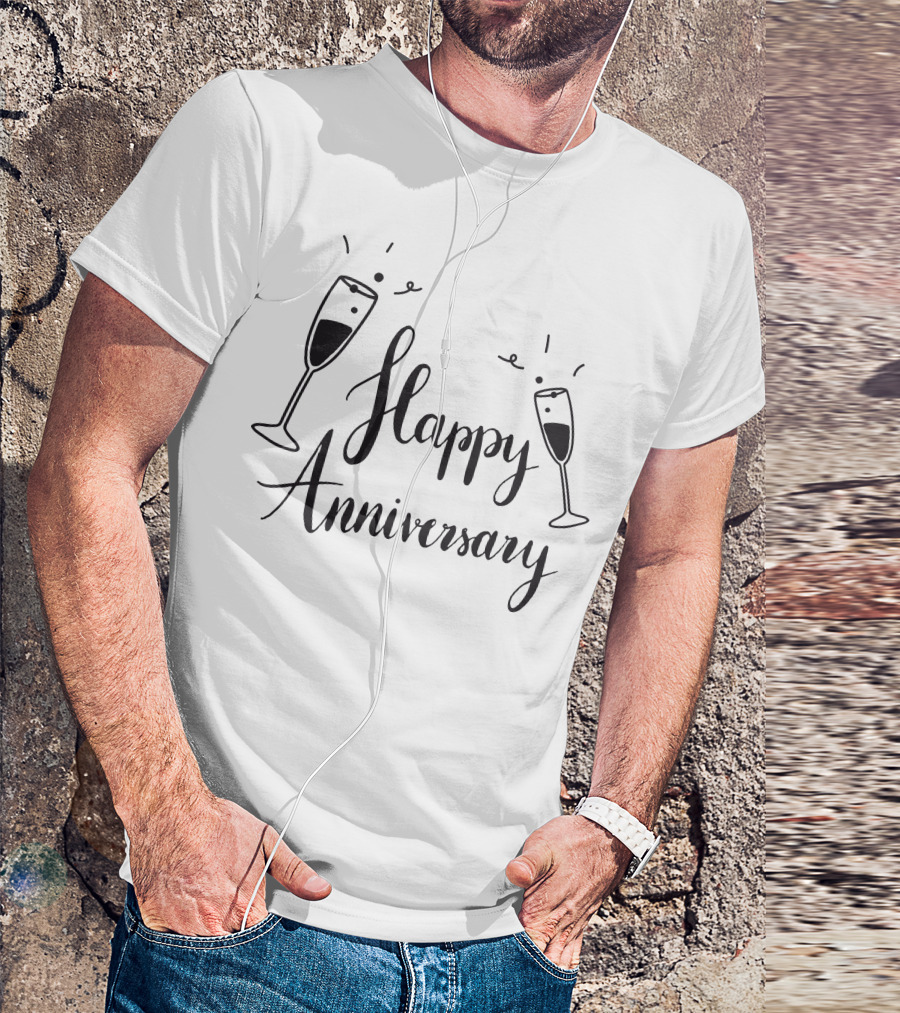 Happy Anniversary Toast Champagne Glasses T-Shirt