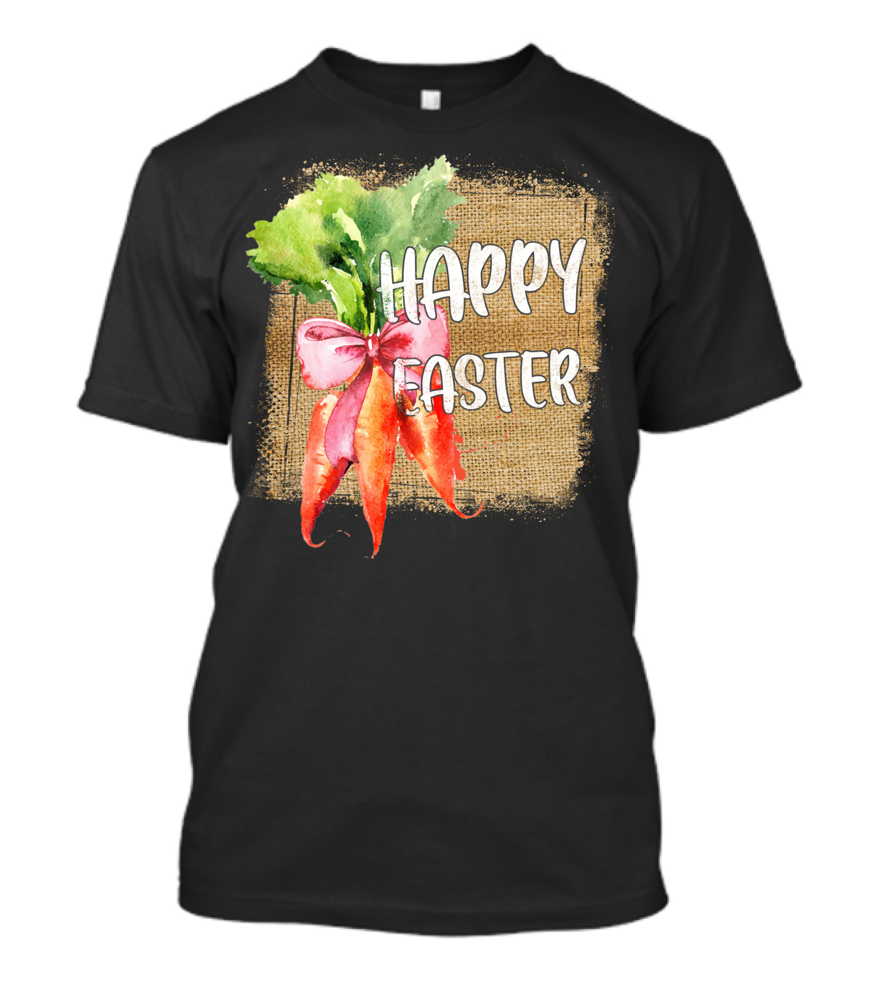 Happy Easter Carrots Watercolor With Pink T-Shirt