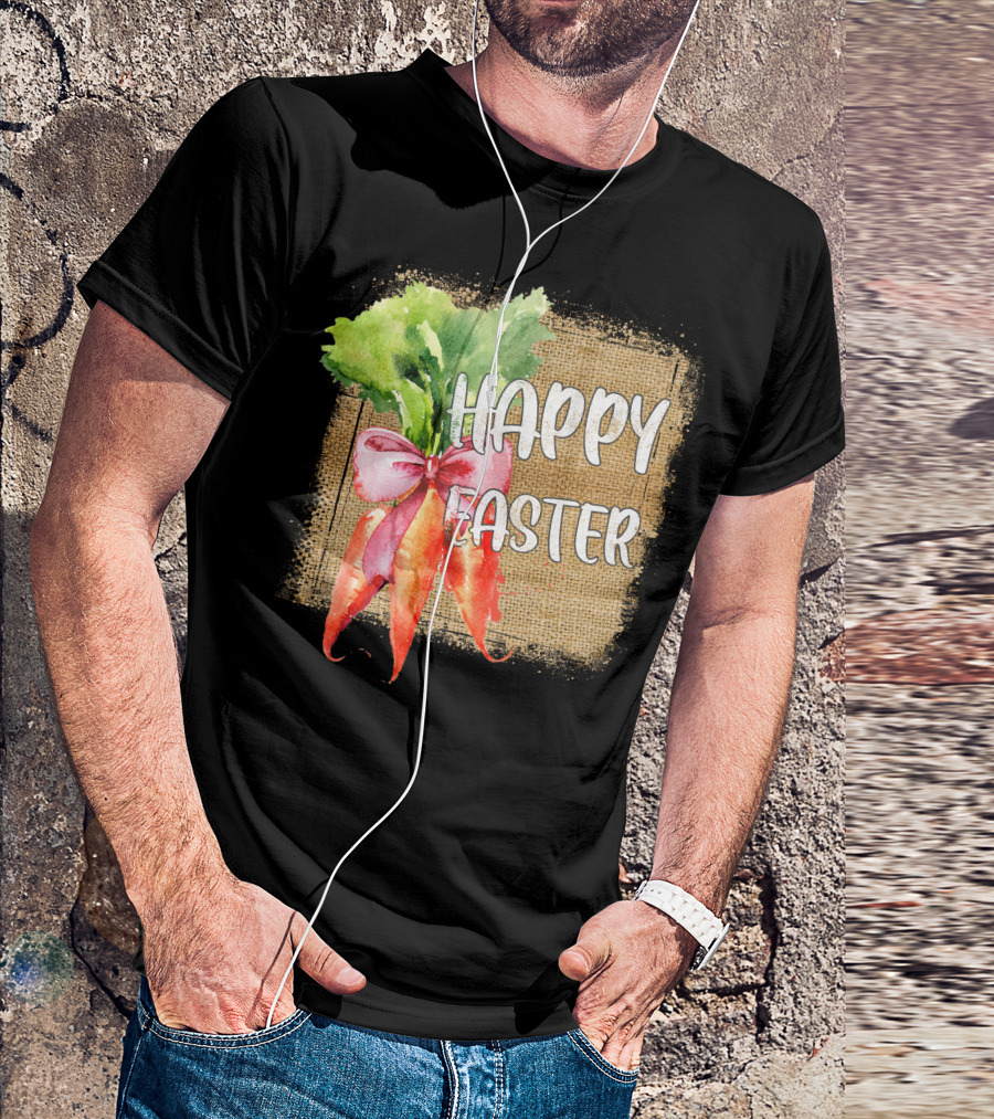 Happy Easter Carrots Watercolor With Pink T-Shirt