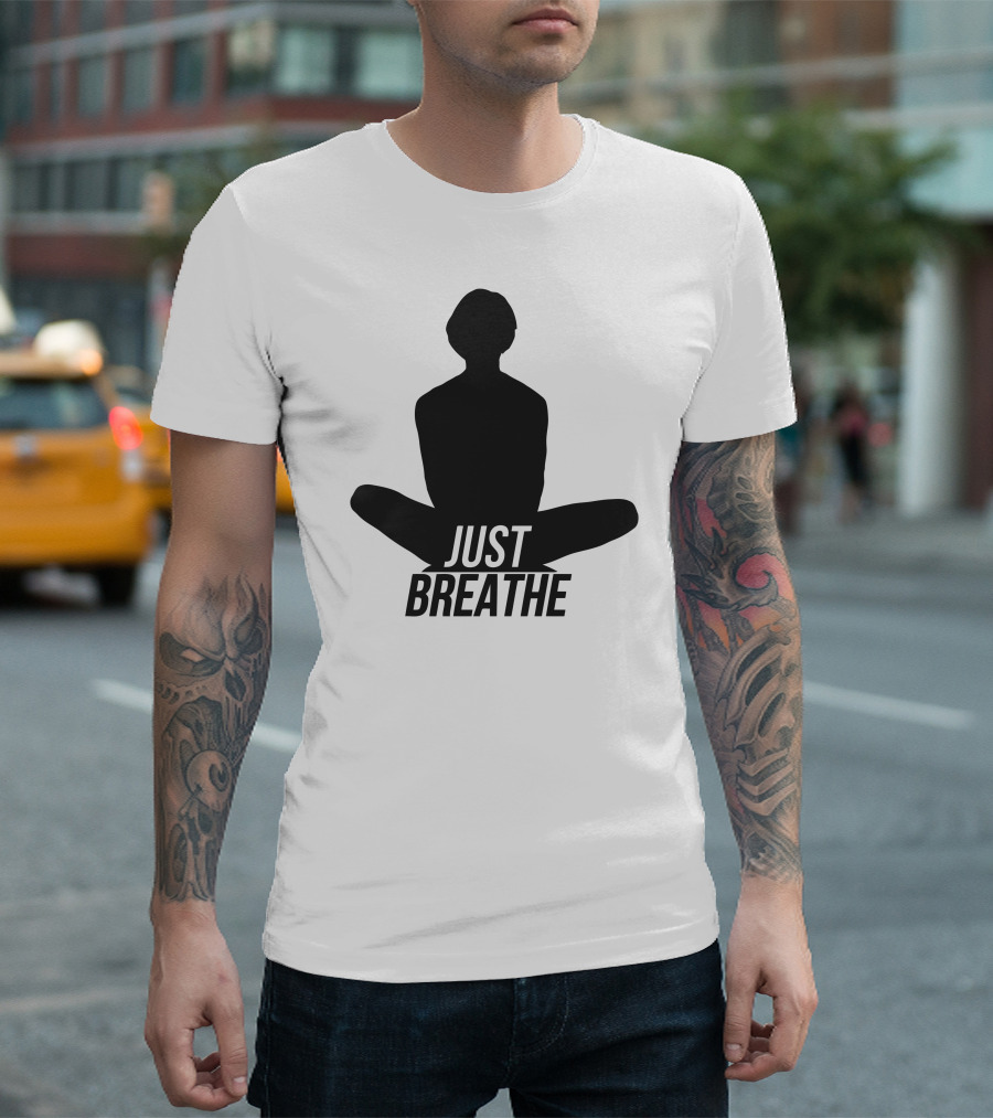 Just Breathe Yoga Meditation Silhouette Find Your Chi T-Shirt