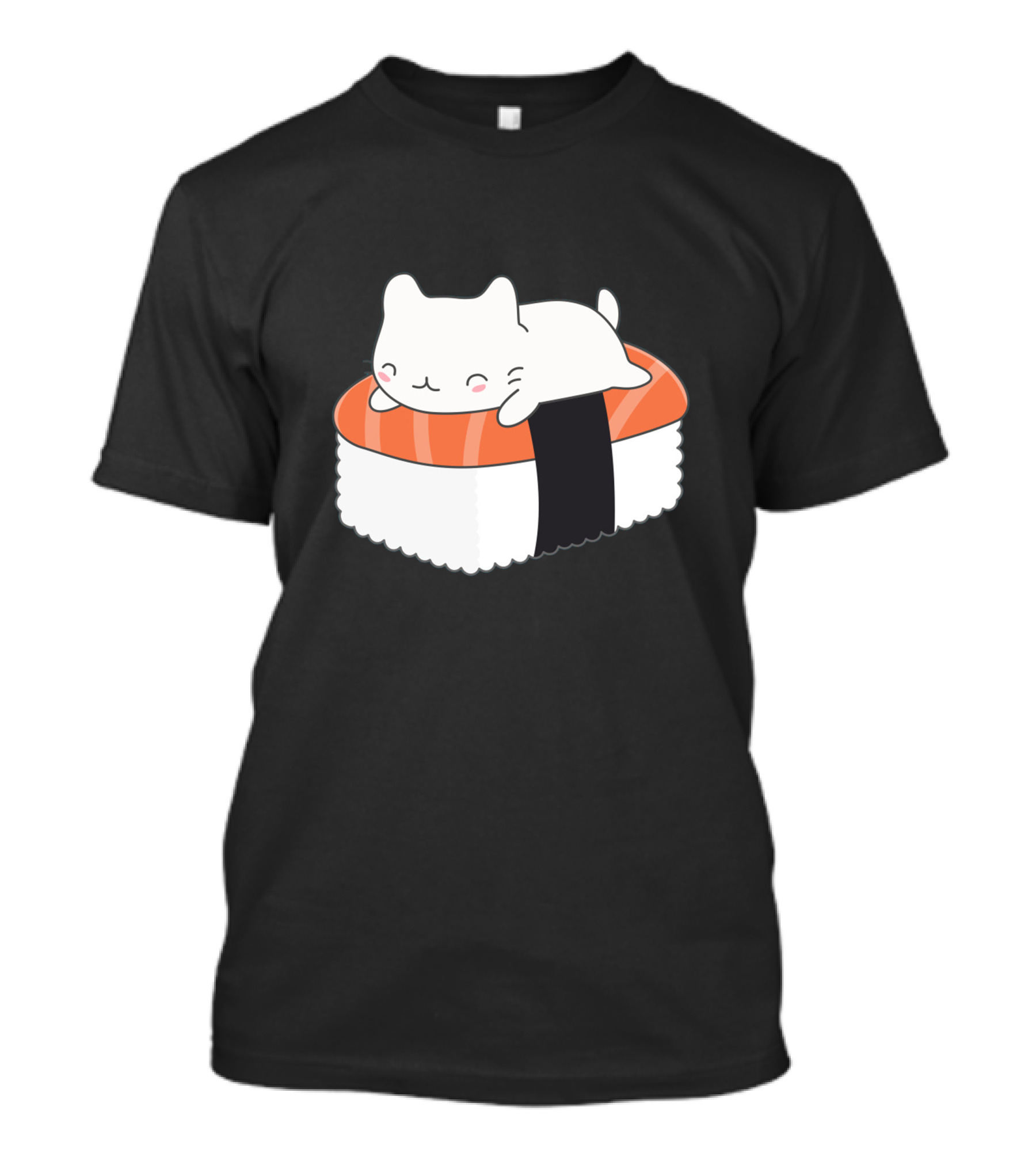 Kawaii Sushi Cat Adorable Cartoon Sleeping Maki Roll T-Shirt