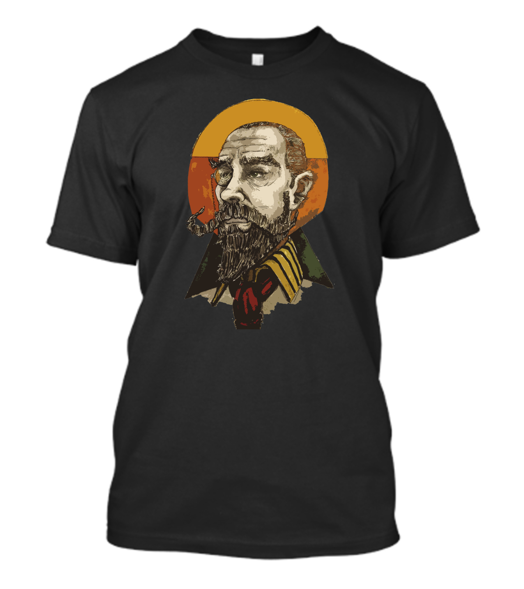Mr Man Steampunk Bearded Gentleman With Pipe And Sun Background T-Shirt