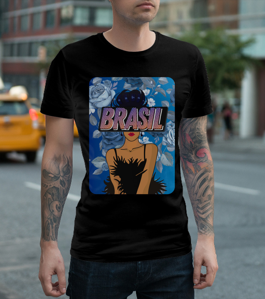 Mulher Roqueira Brasil Blue Roses Fashion T-Shirt