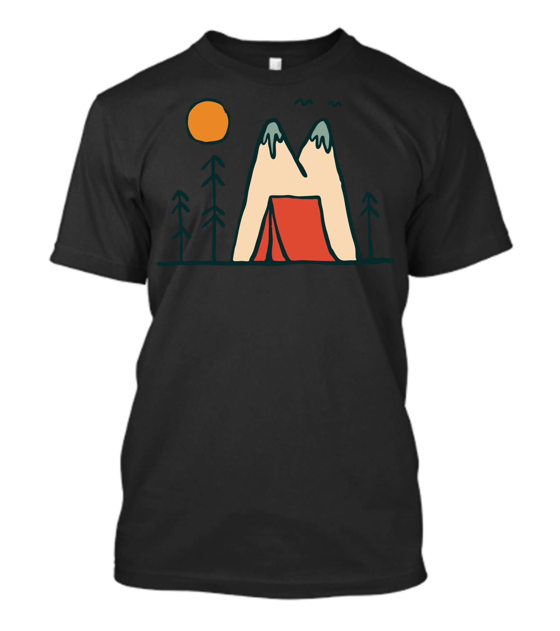 Nature Lover Sun Mountain Tent Forest Scene T-Shirt
