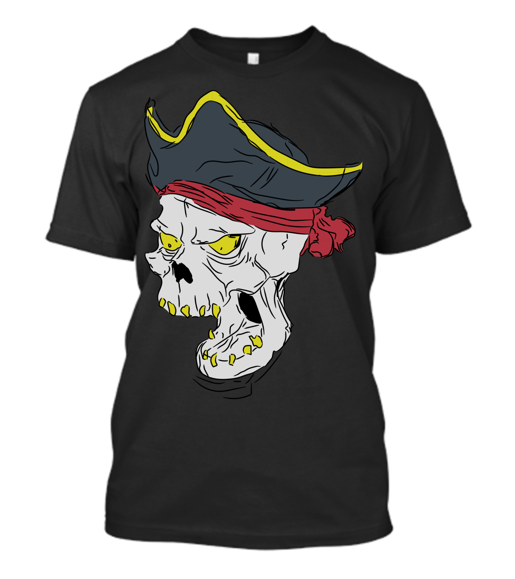 Pirate Skull With Hat And Bandana Skeleton Bone T-Shirt