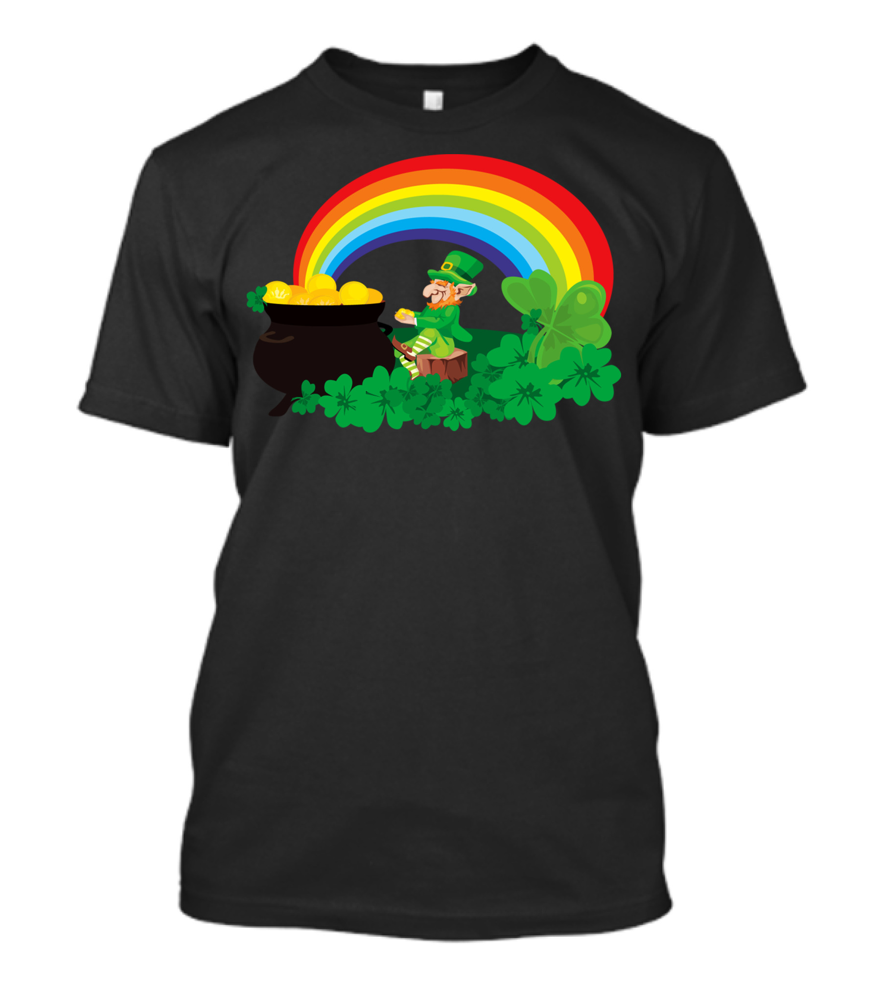 Lucky Leprechaun With Rainbow And Pot Of Gold T-Shirt