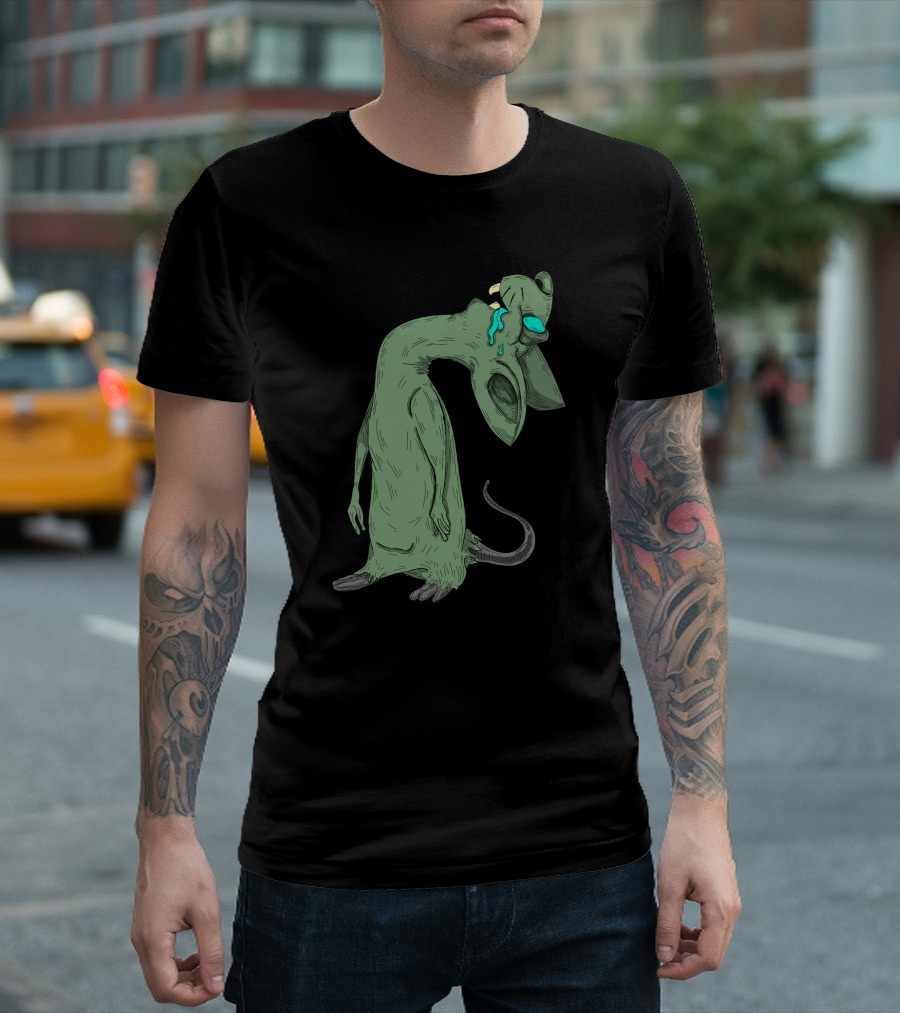 Tired Crying Green Mouse Creature T-Shirt