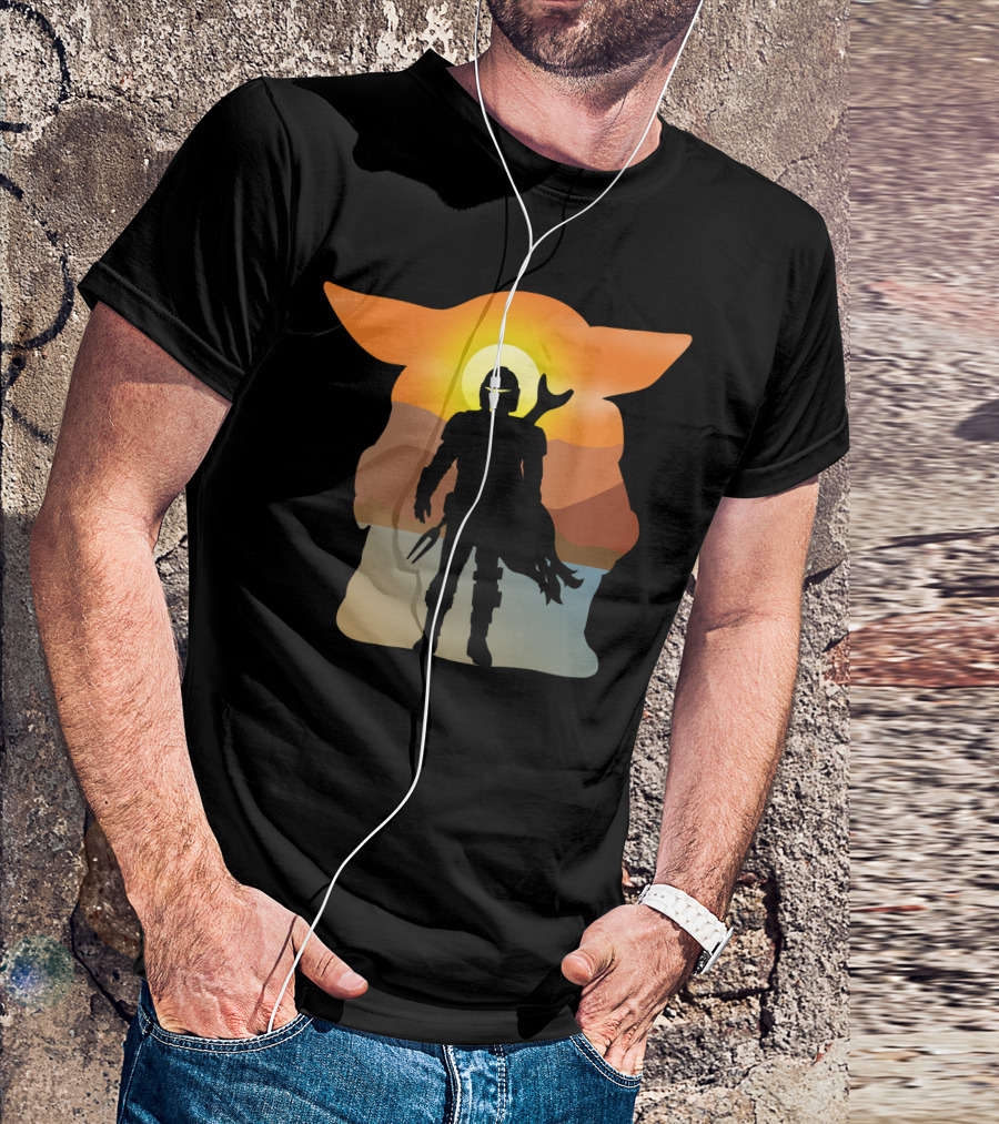 Adventures Of Mando And The Child Sunset T-Shirt