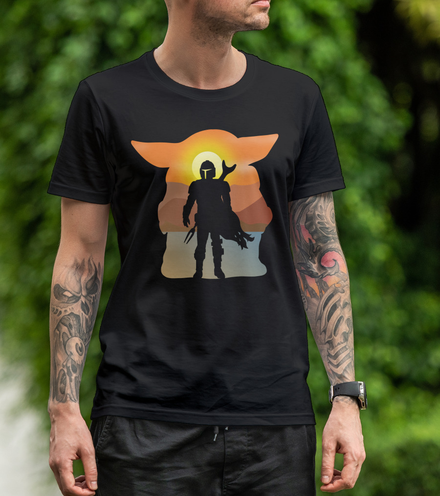 Adventures Of Mando And The Child Sunset T-Shirt