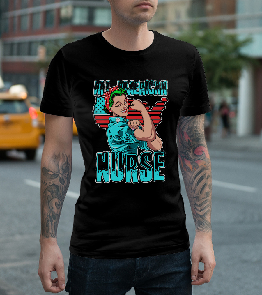 All American Nurse Rosie Flexing Pop T-Shirt
