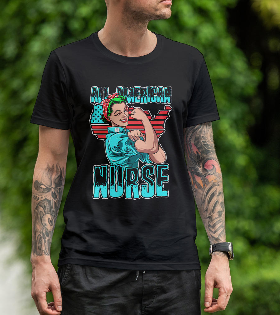 All American Nurse Rosie Flexing Pop T-Shirt