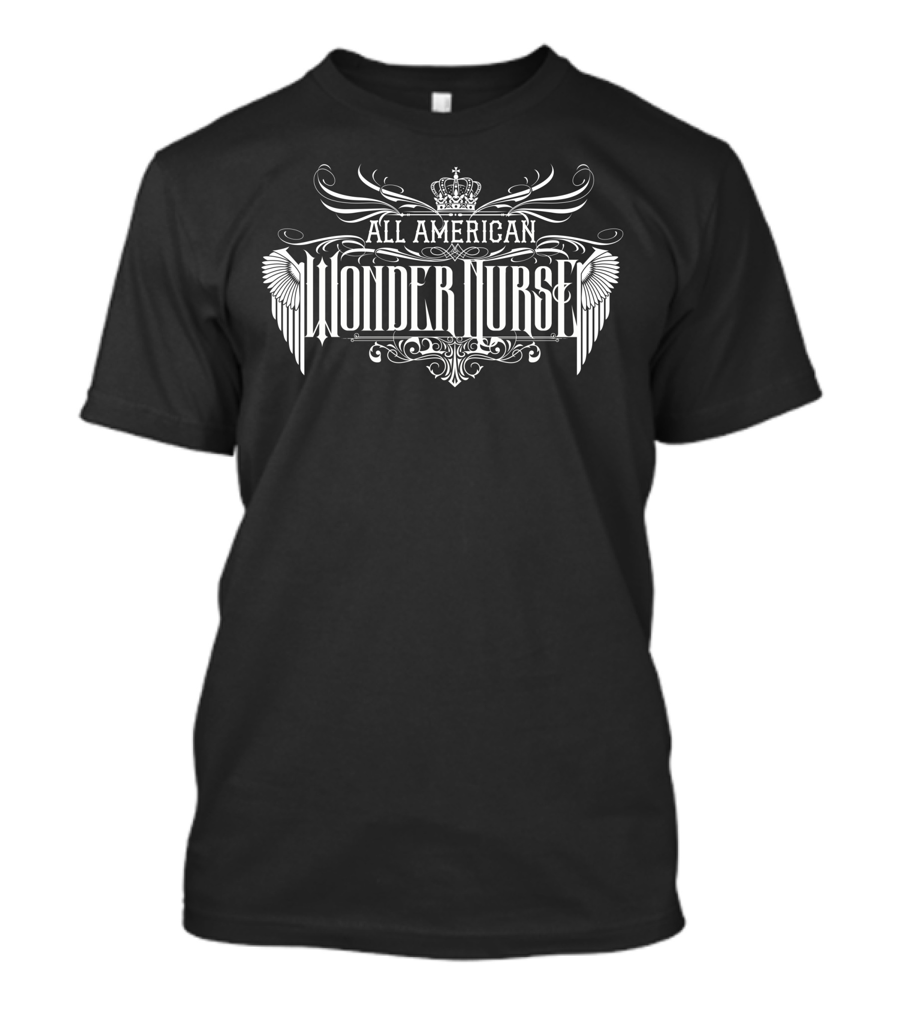 All American Wonder Nurse Wings Crown Ornate T-Shirt