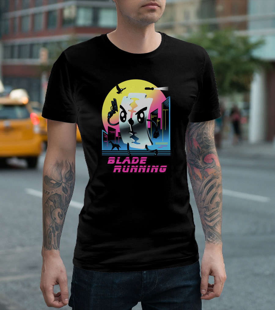 Blade Running Razor Blade Cityscape Neon Gun Edition T-Shirt