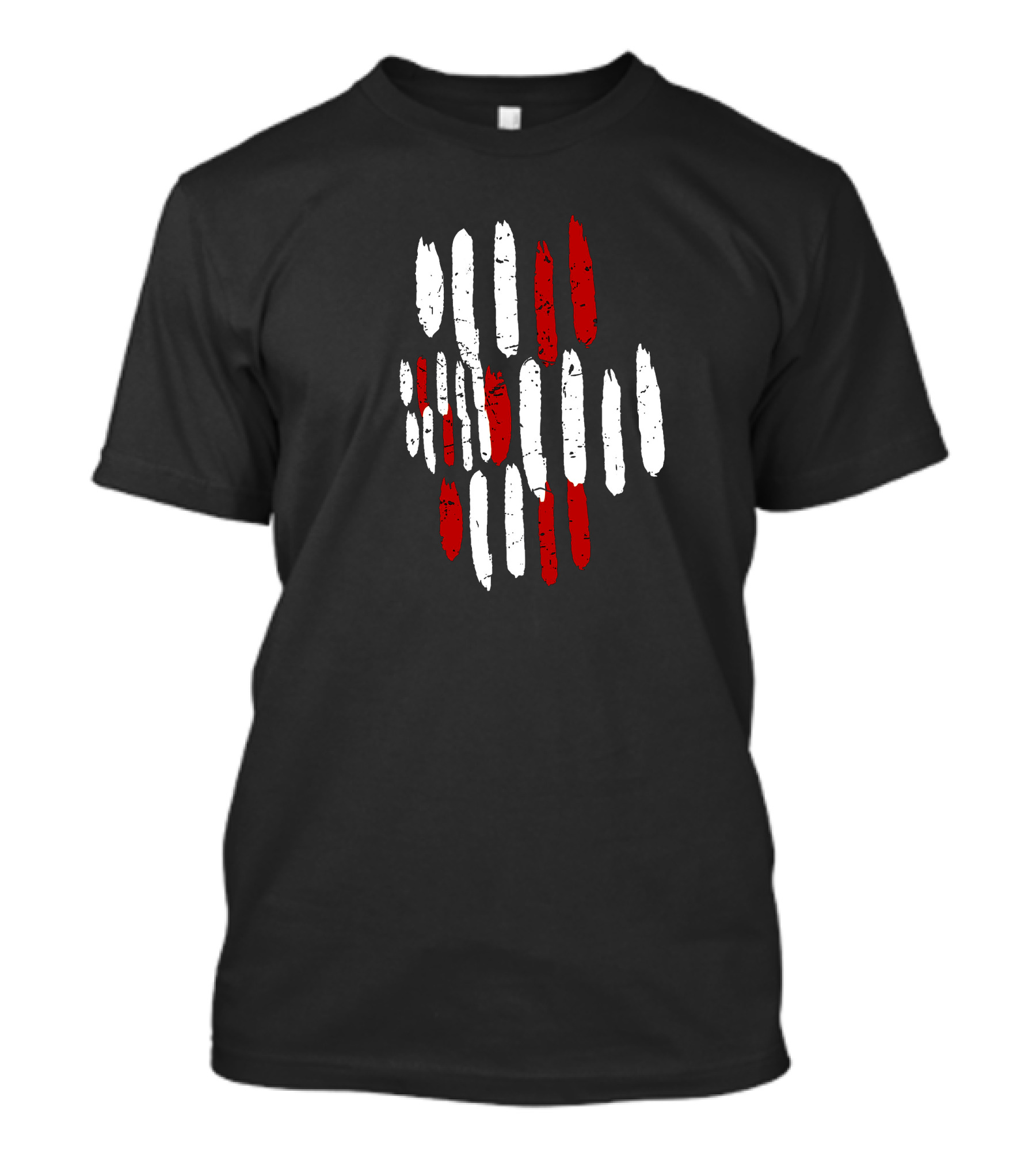 Brush Strokes Vertical Abstract Red And White T-Shirt