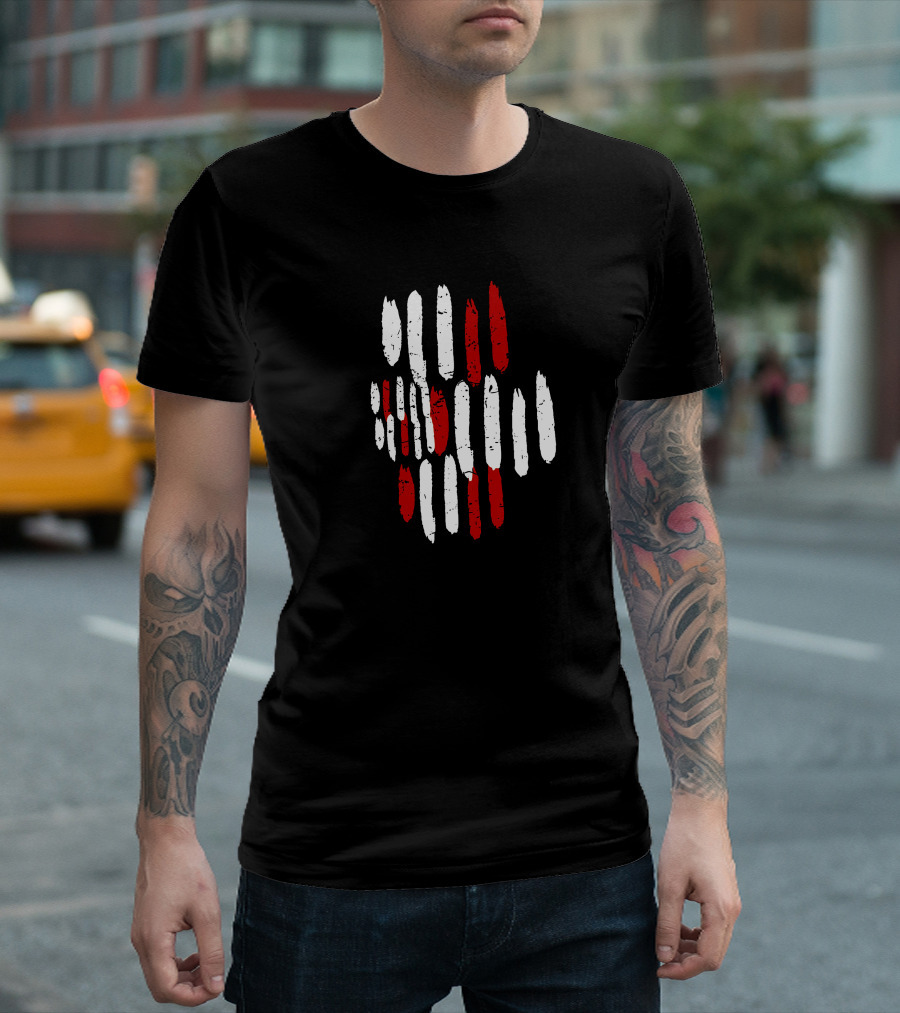 Brush Strokes Vertical Abstract Red And White T-Shirt