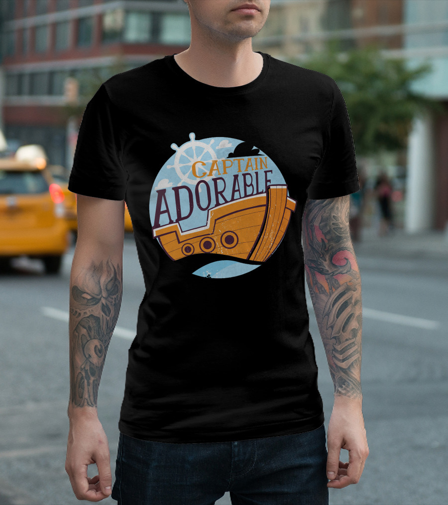 Captain Adorable Nautical Ship Wheel And Sailboat T-Shirt