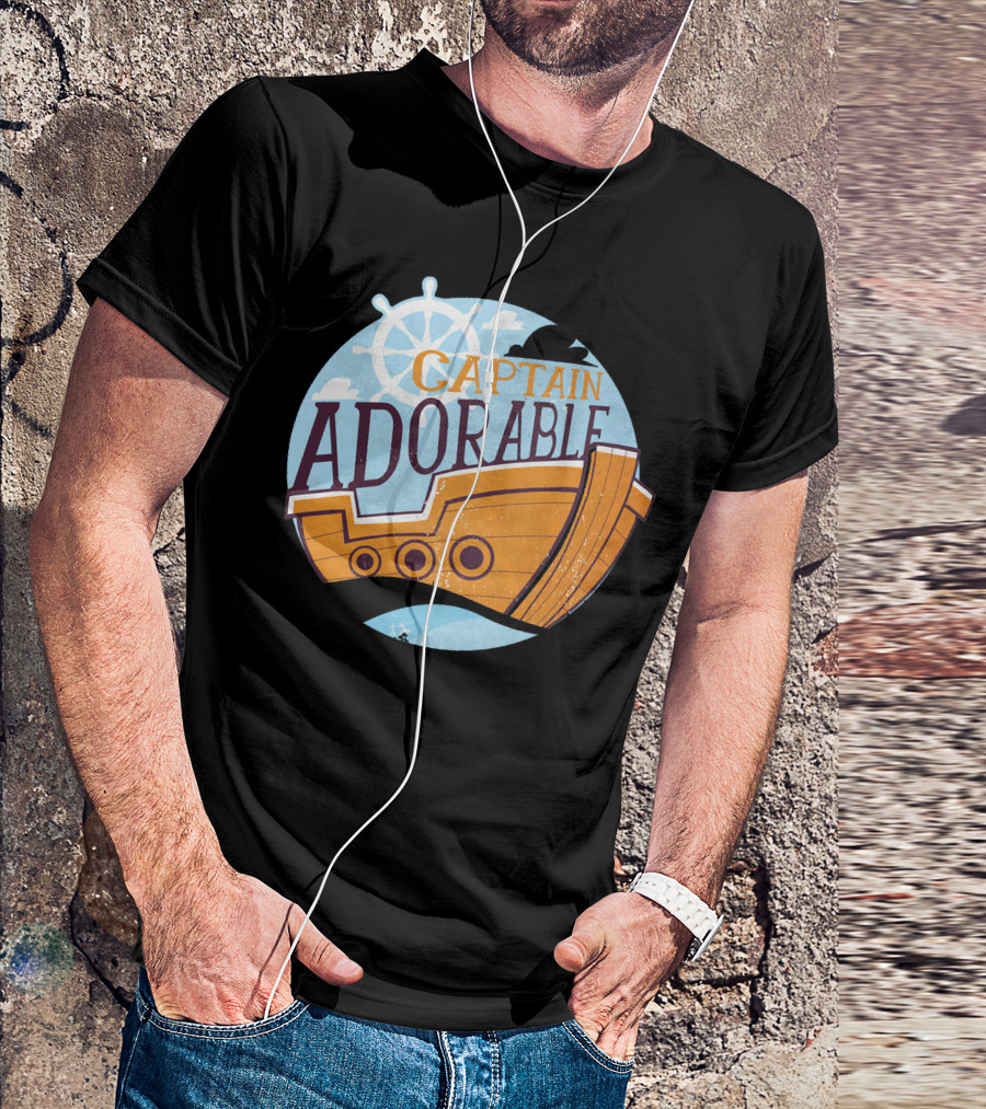 Captain Adorable Nautical Ship Wheel And Sailboat T-Shirt