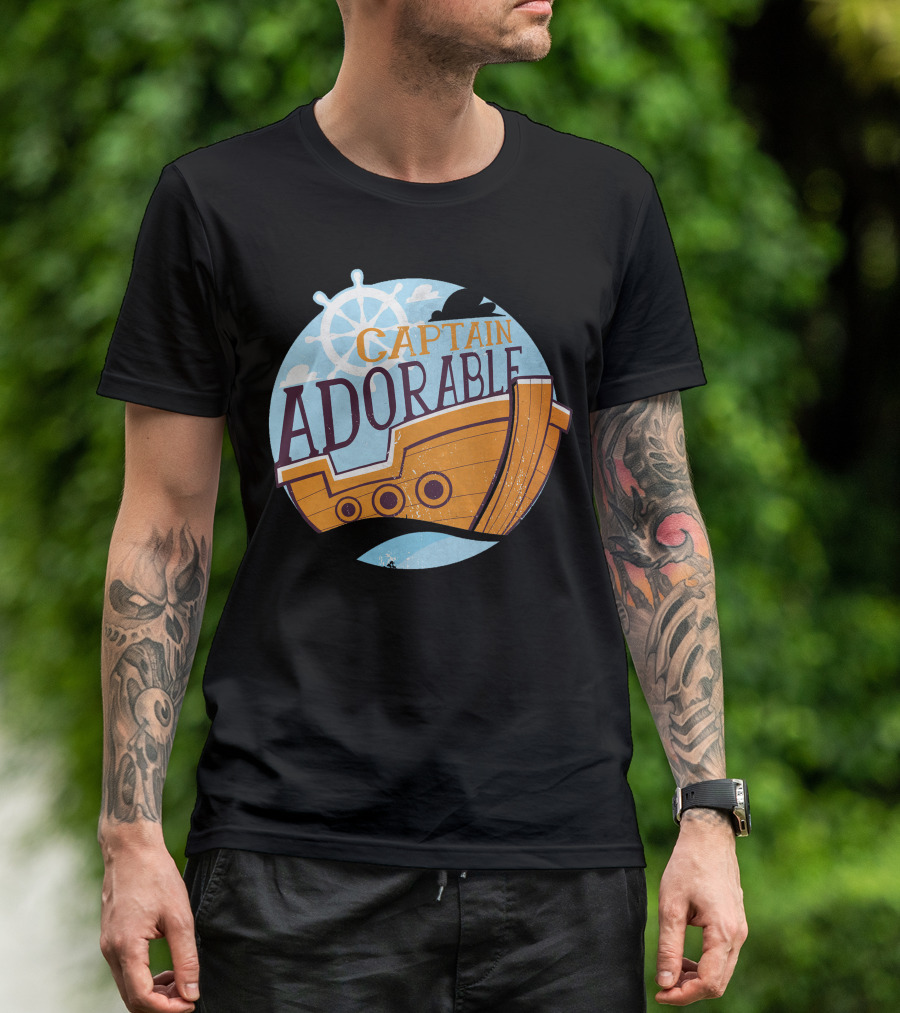 Captain Adorable Nautical Ship Wheel And Sailboat T-Shirt
