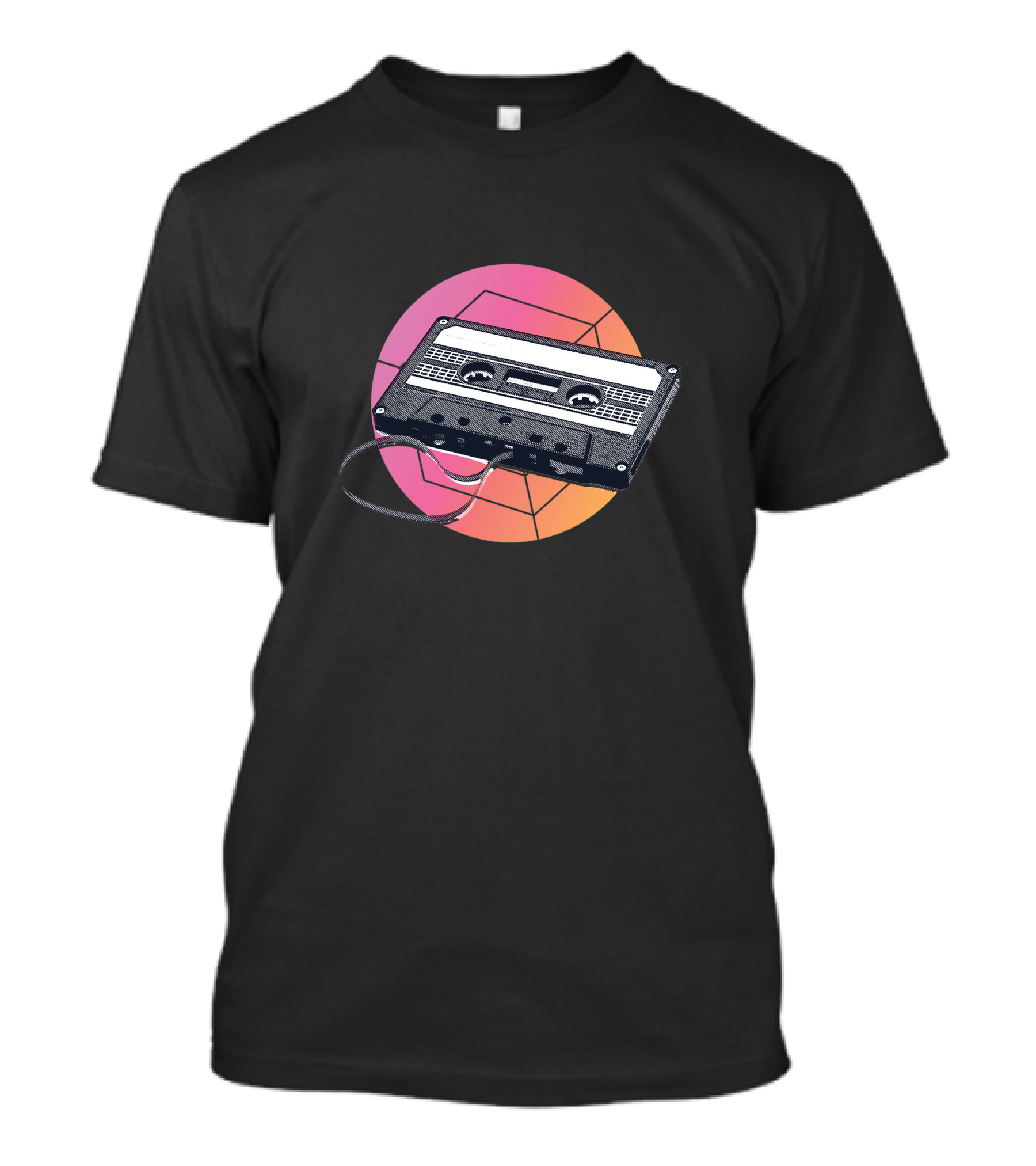Cassette Retro Tape With Geometric Background T-Shirt
