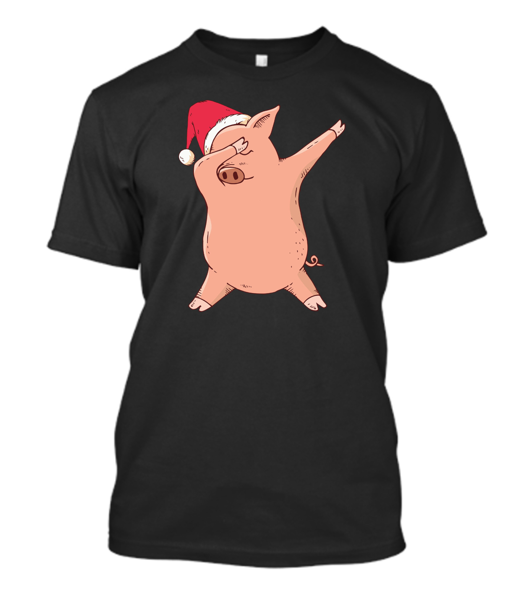 Christmas Dabbing Pig Santa Hat Dance T-Shirt