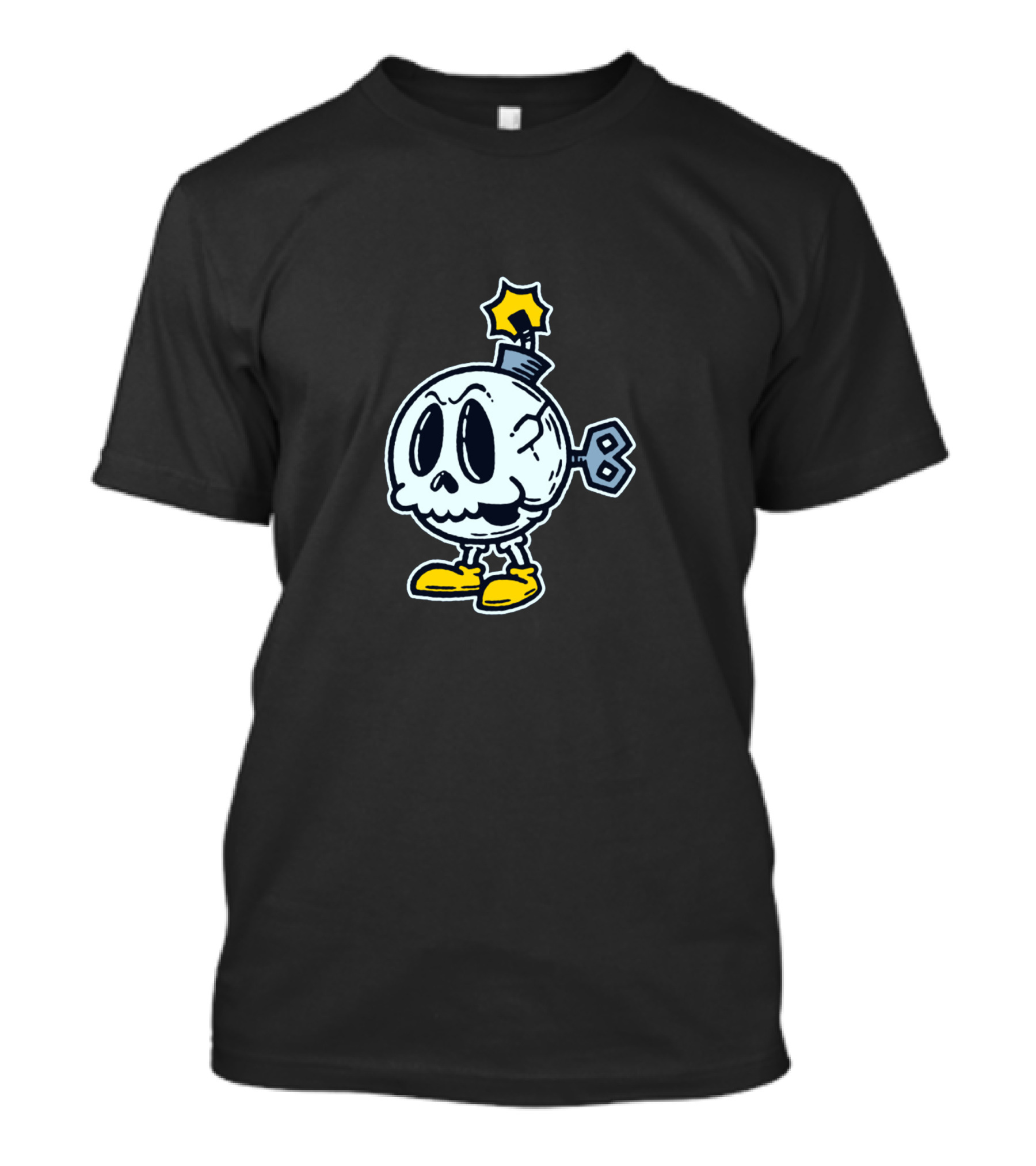 Death Bomb Skeleton Cartoon With Yellow Shoes And Key Wind-Up Toy T-Shirt