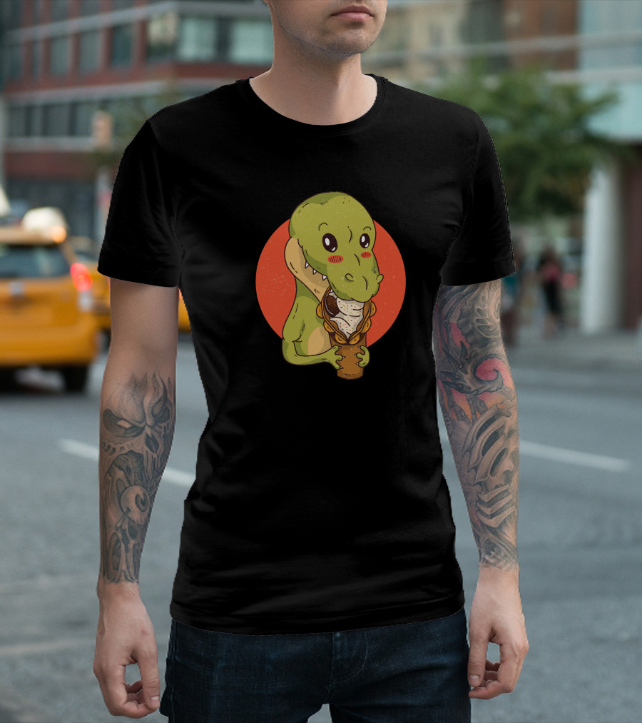 Dinosaur Snacking Ice Cream Cone Delight T-Shirt