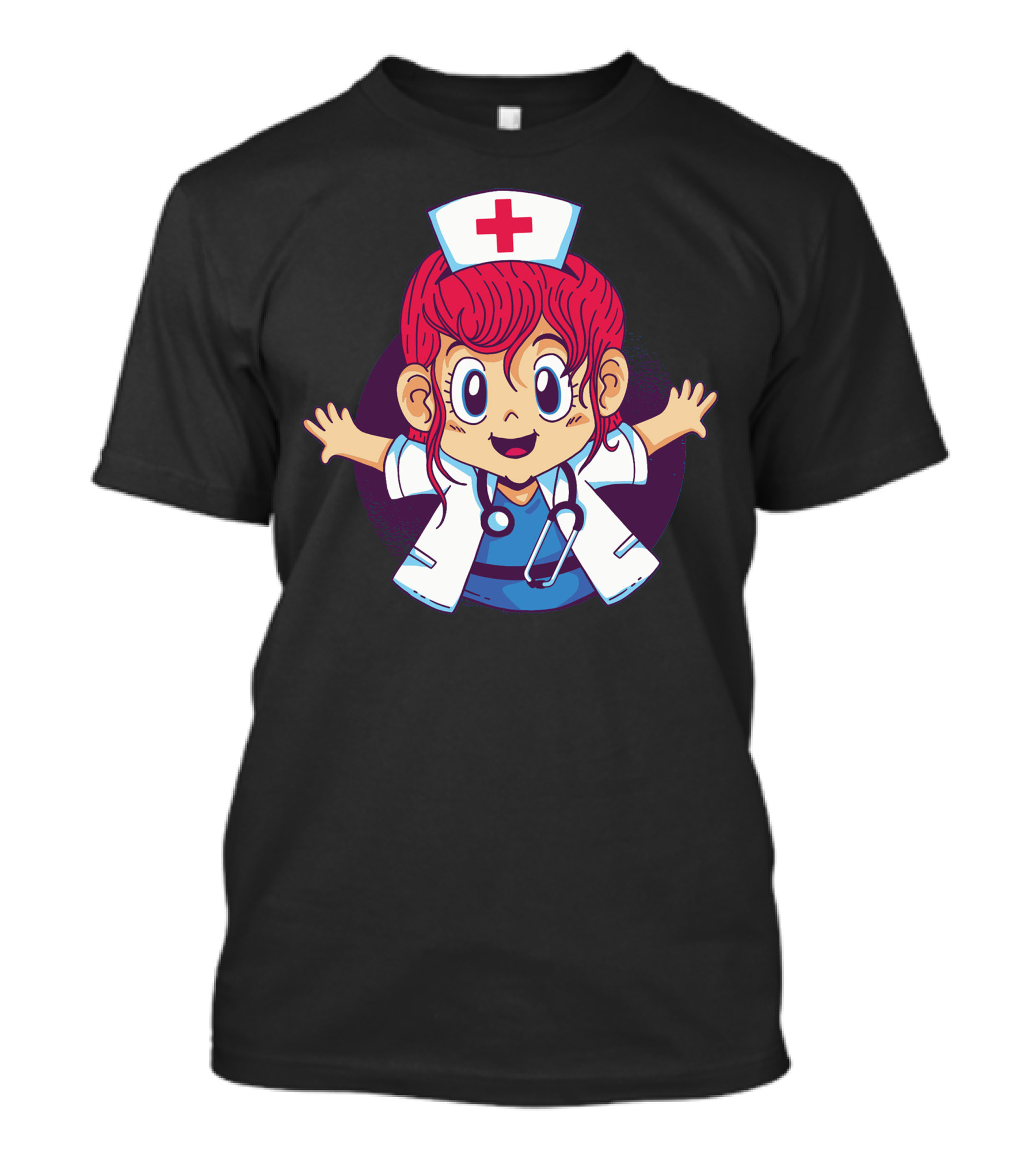 Doctor Girl Nurse Outfit Stethoscope Red Hair Anime T-Shirt