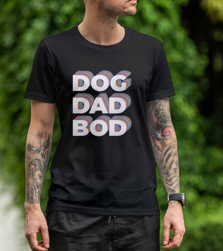 DOG DAD BOD Retro Rainbow T-Shirt