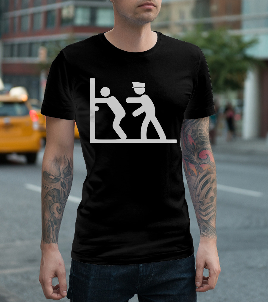 Police Control Stick Figure Search Scene T-Shirt