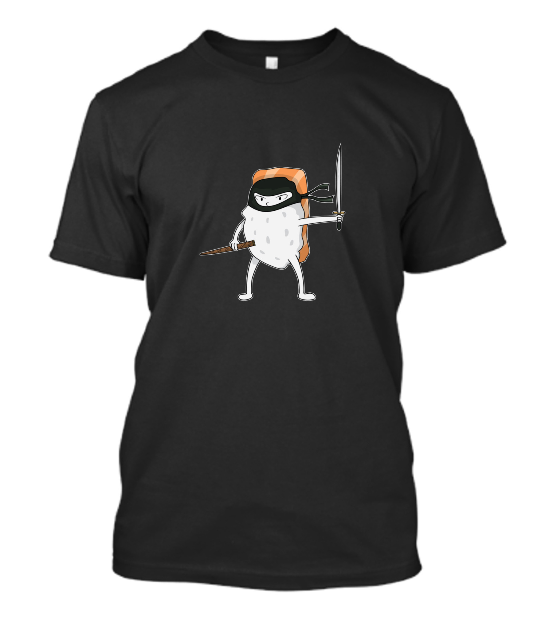Salmon Sushi Ninja With Katana And Chopstick Warrior T-Shirt
