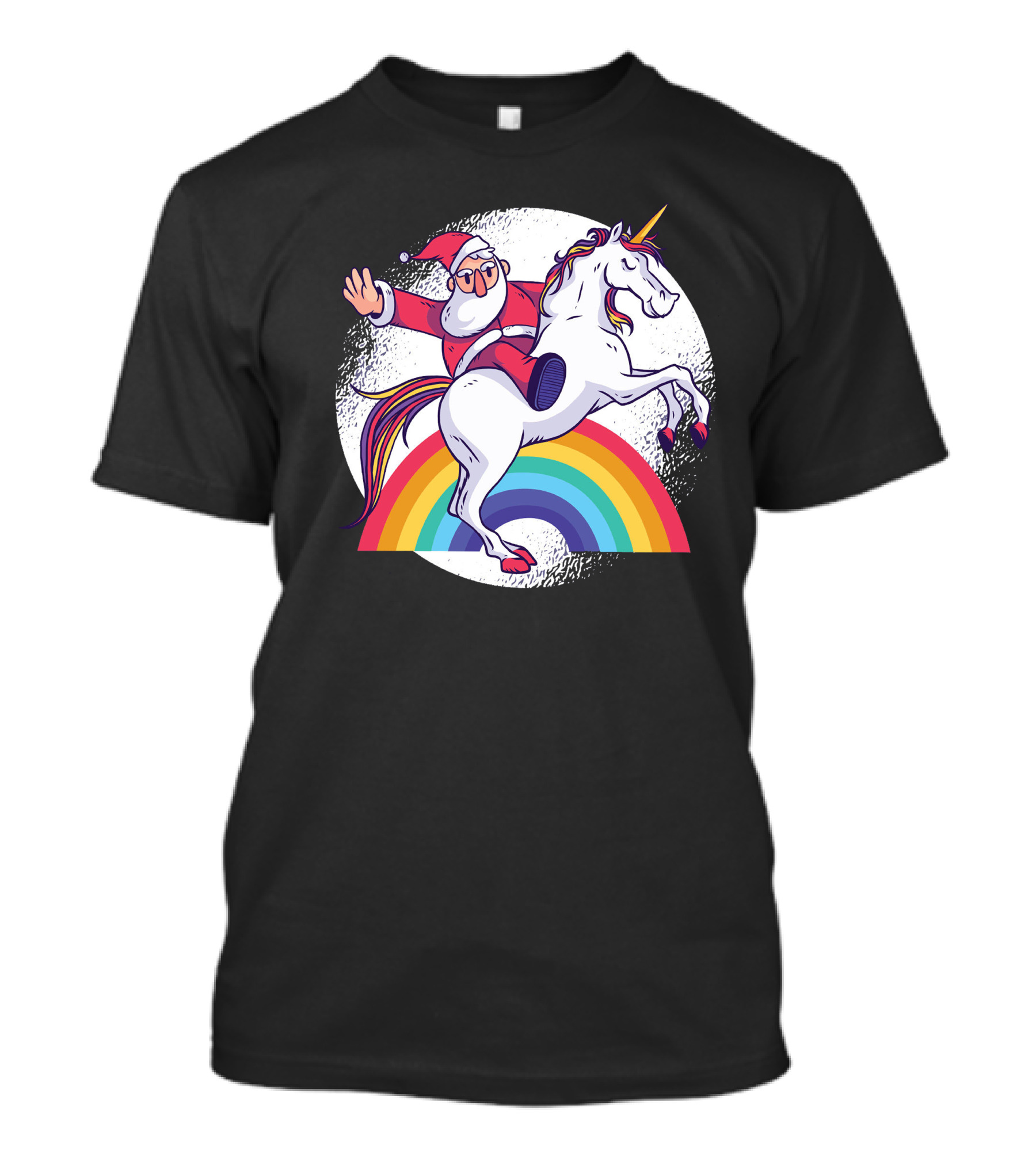 Santa Unicorn Rainbow Ride T-Shirt