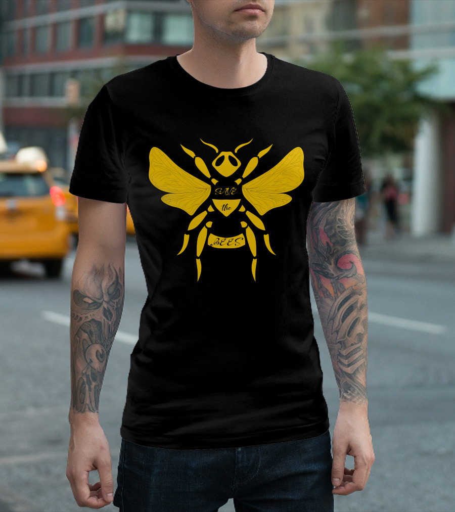 Save The Bees Simple Yellow Black Insect T-Shirt