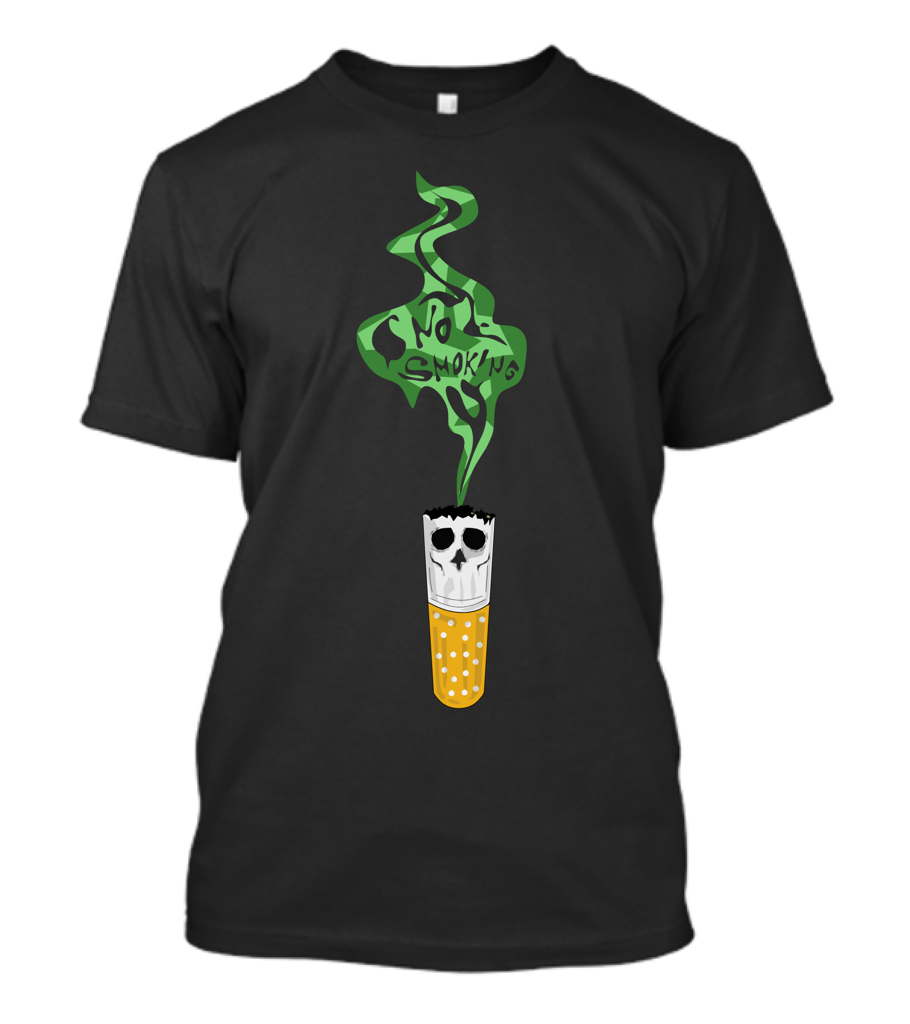 No Smoking Skull Cigarette With Green Smoke T-Shirt