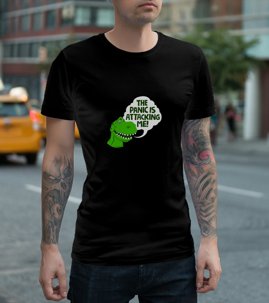 THE PANIC IS ATTACKING ME GREEN DINOSAUR T-Shirt