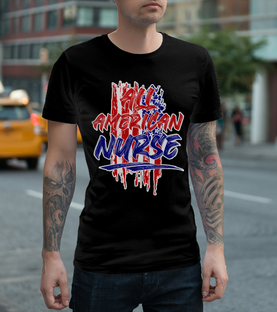 All American Nurse Red White Blue Flag T-Shirt
