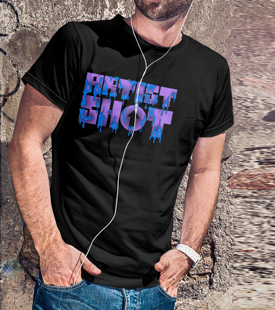 Artist Shot Molten Blue Dripping Text T-Shirt