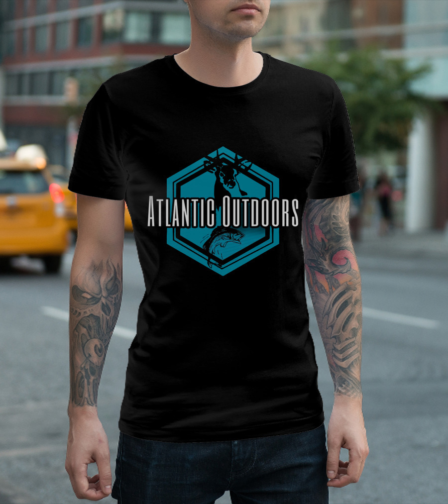 Atlantic Outdoors Deer And Fish Hexagon Badge T-Shirt