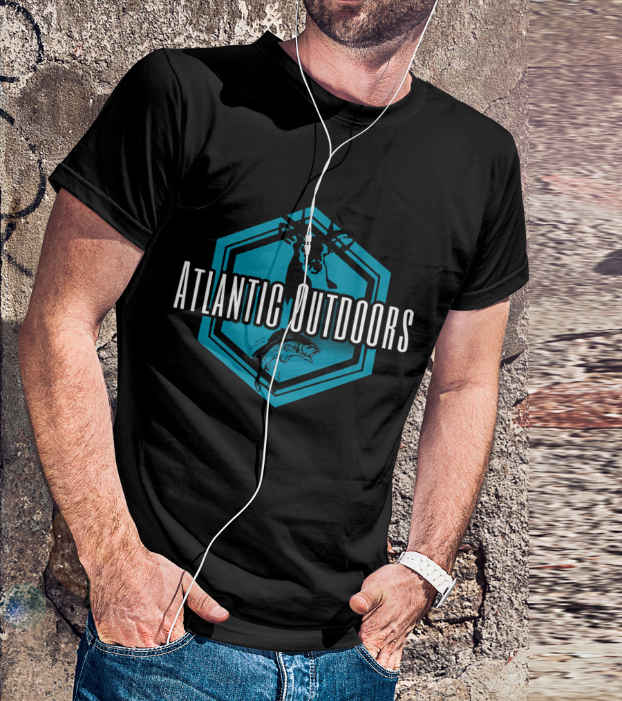 Atlantic Outdoors Deer And Fish Hexagon Badge T-Shirt