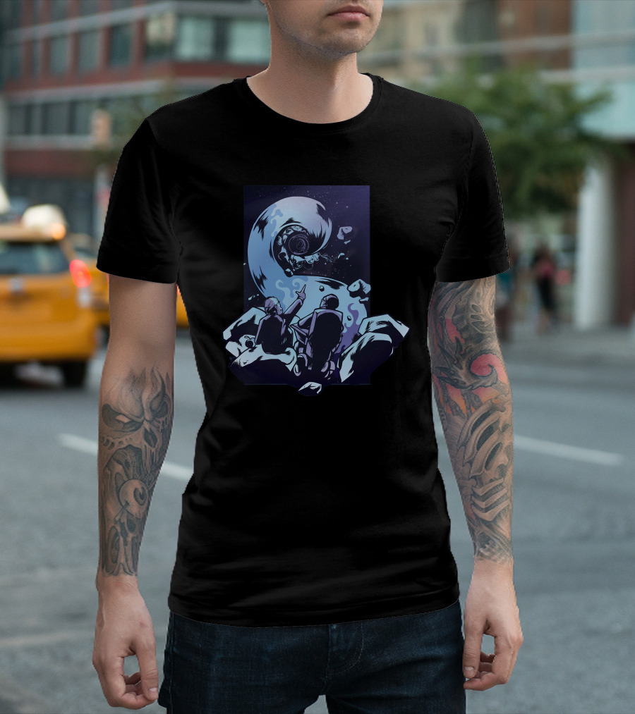 Blackhole Astronauts Observing Cosmic Swirl in Space T-Shirt