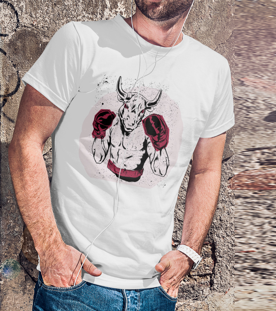 Bull Boxer Red Gloves Fierce Fighter T-Shirt