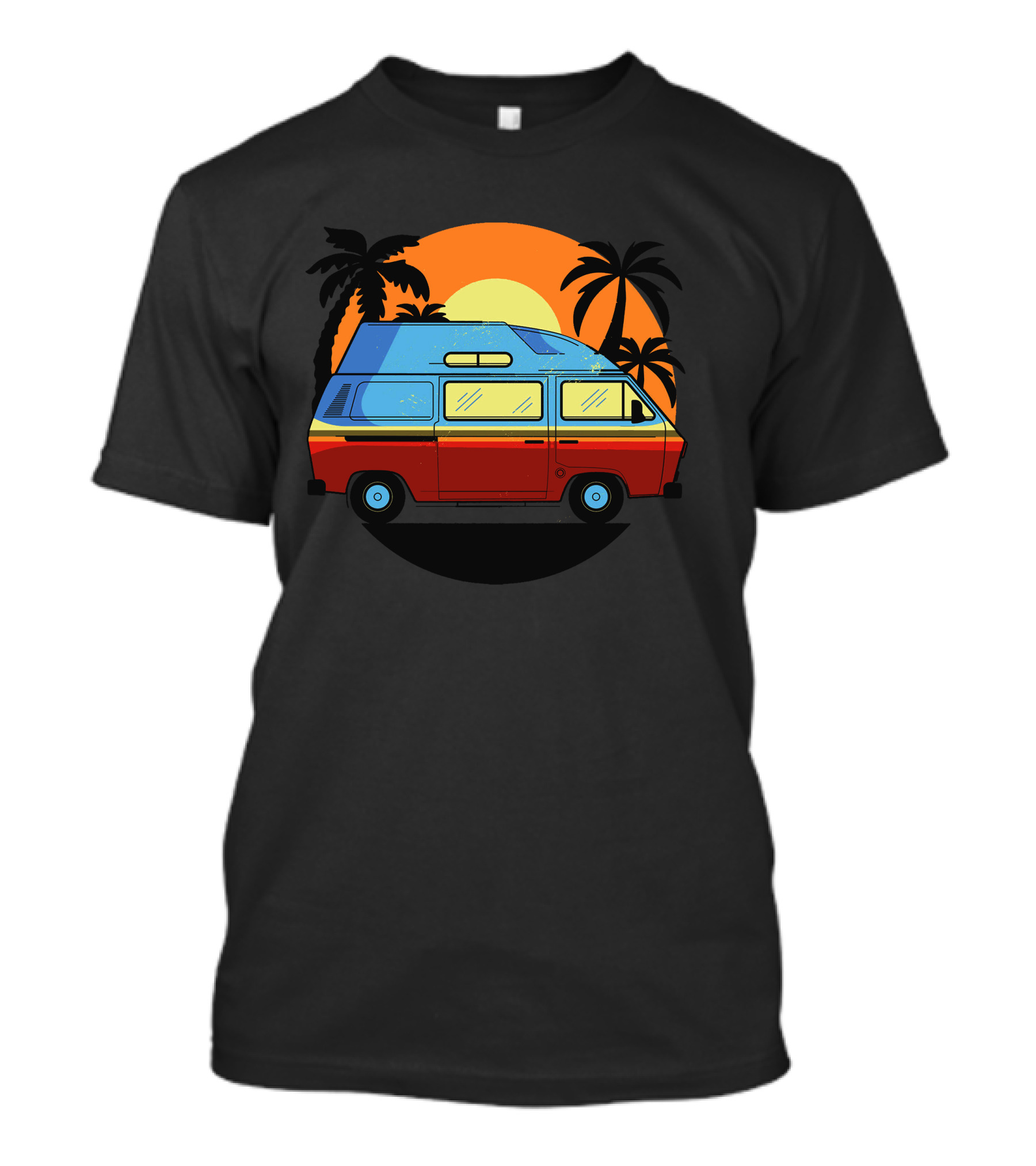 Camper Van Sunset Beach Palms T-Shirt