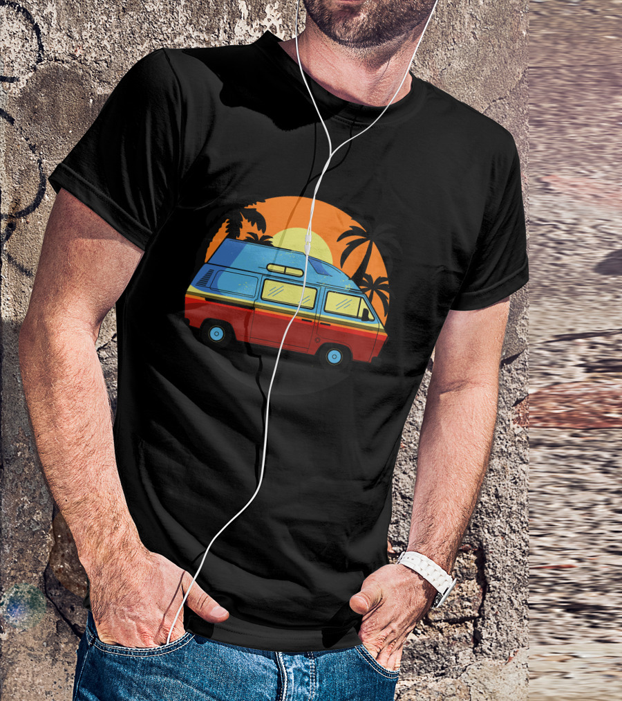 Camper Van Sunset Beach Palms T-Shirt